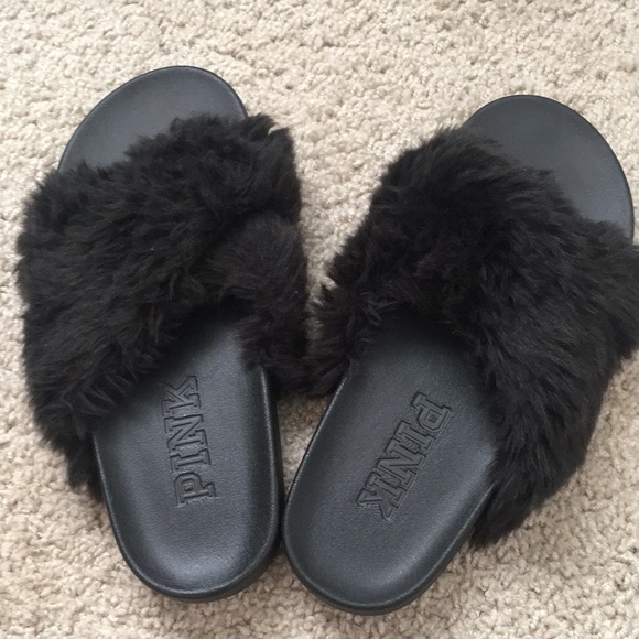 PINK Victoria's Secret Shoes - Black Pink slippers!